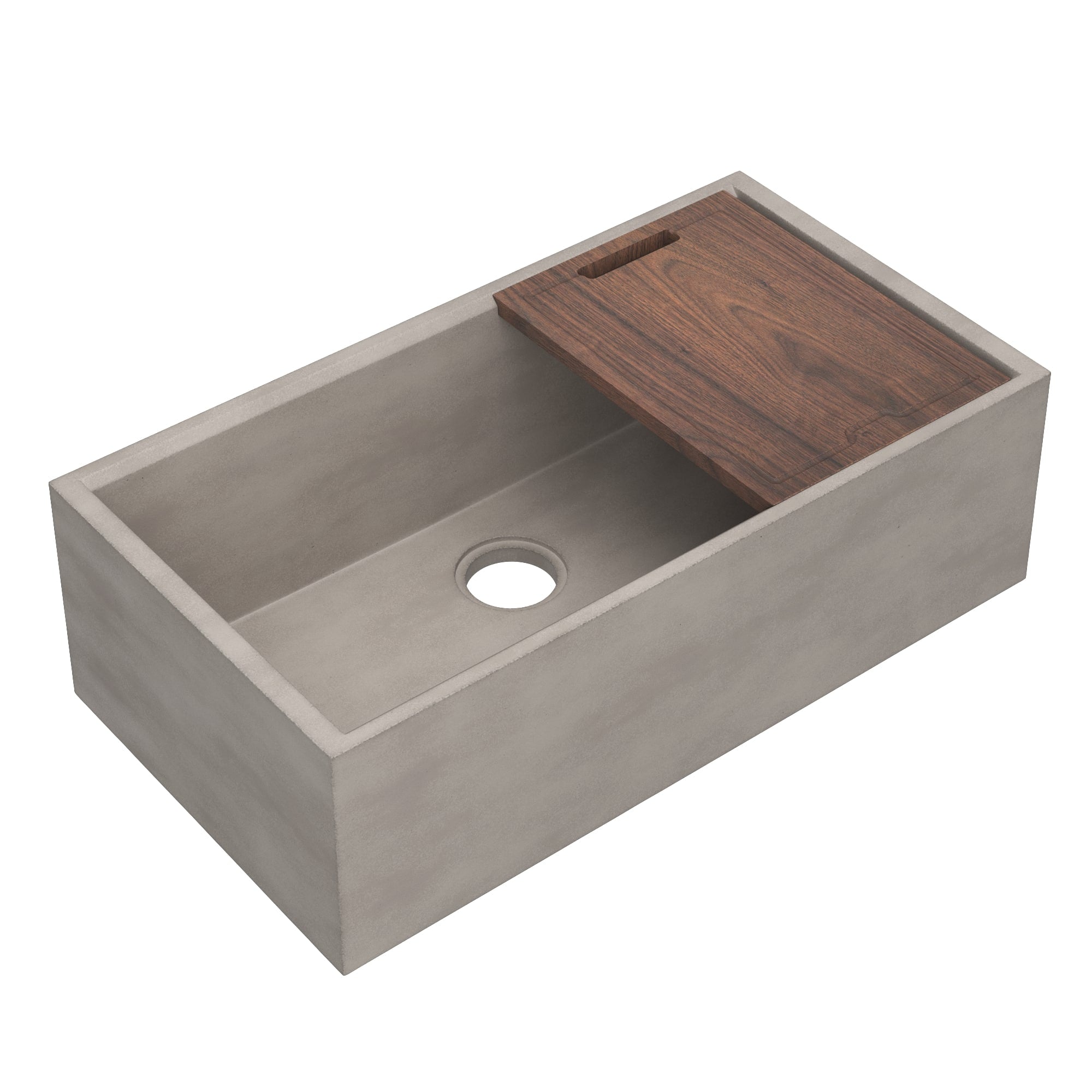 Native Trails Concierge 33" NativeStone Concrete Workstation Farmhouse Kitchen Sink, Ash, NSKG3318-A Product Image