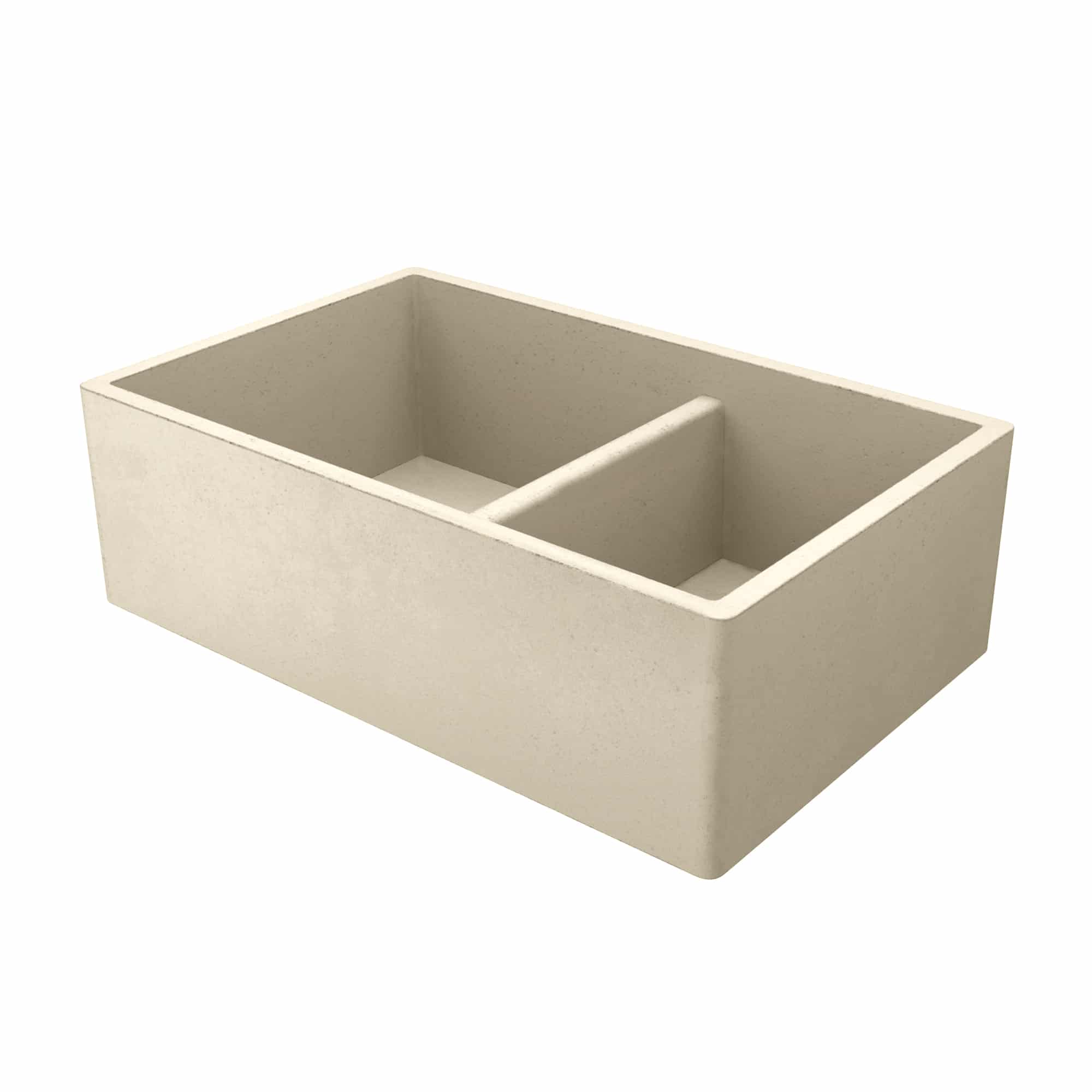 Native Trails 33" NativeStone Concrete Farmhouse Sink, 60/40 Double Bowl, Sand, NSKD3321-D