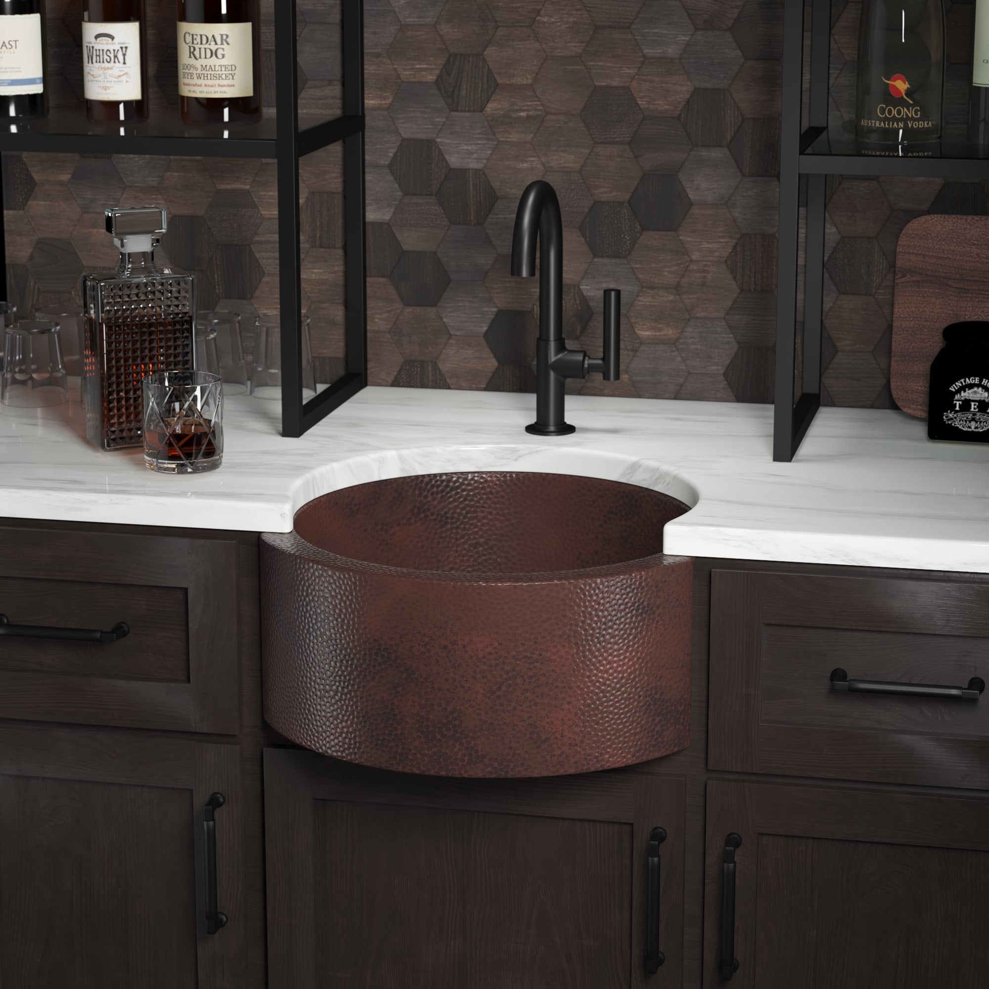 Native Trails Fiesta 19" Copper Farmhouse Sink, Antique Copper, CPS214