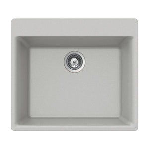 Alternate Image for Houzer Quartztone 24 inch Thunder Granite Composite Drop-in Topmount Single Bowl Kitchen Sink - G-100 THUNDER