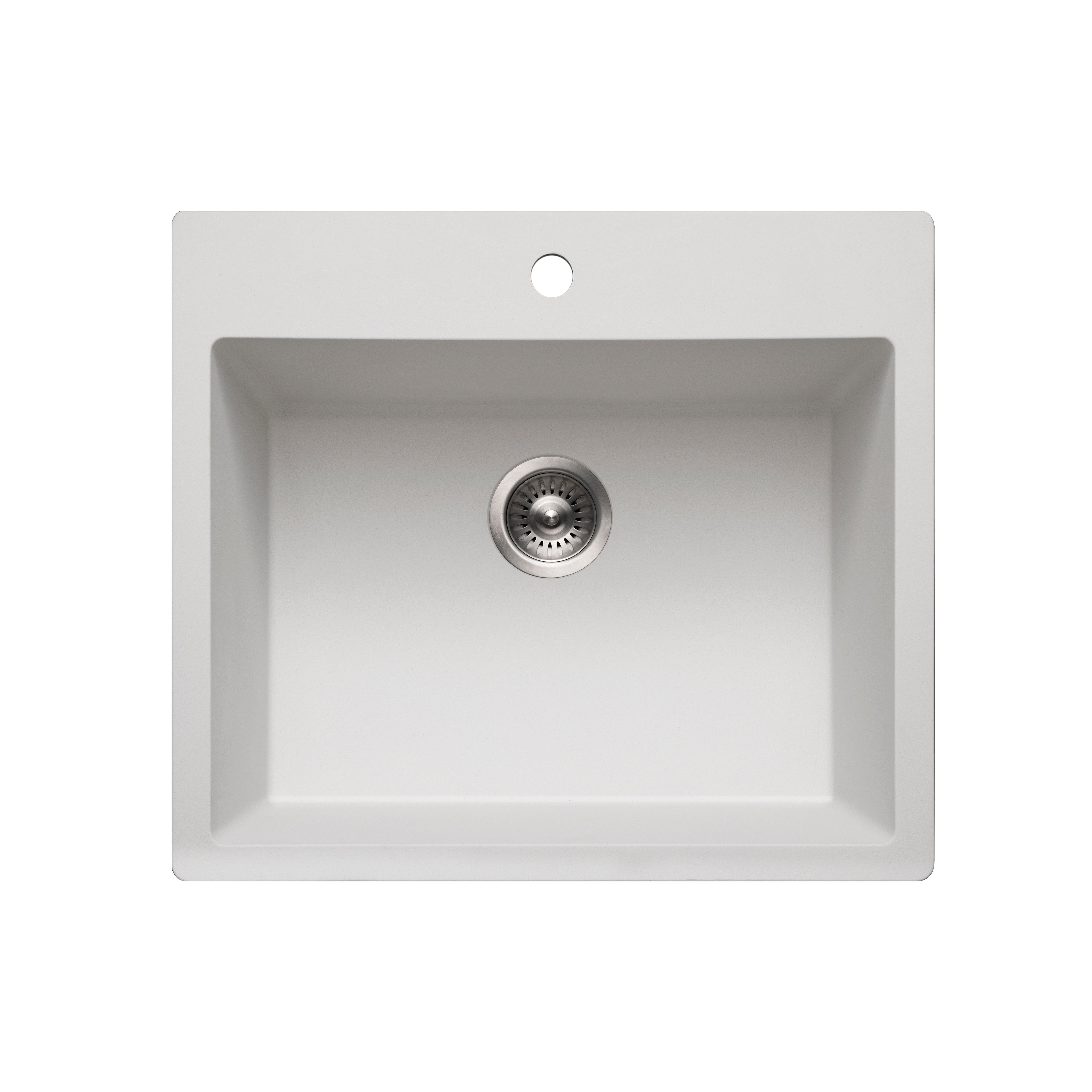Houzer Quartztone 25 inch Cloud Granite Composite Drop-in Topmount Single Bowl Kitchen Sink - G-300 CLOUD