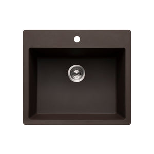 Alternate Image for Houzer Quartztone 25 inch Mocha Granite Composite Drop-in Topmount Single Bowl Kitchen Sink - G-300 MOCHA
