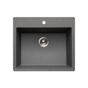 Alternate Image for Houzer Quartztone 25 inch Slate Granite Composite Drop-in Topmount Single Bowl Kitchen Sink - G-300 SLATE