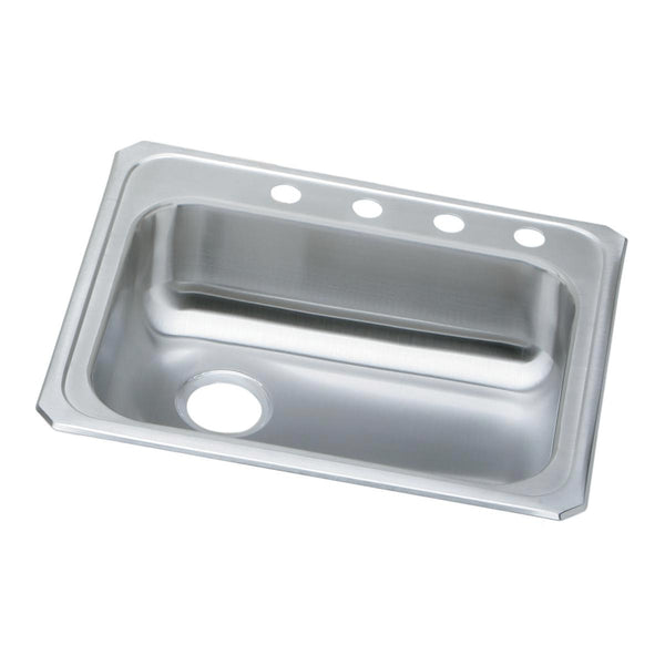 Elkay Celebrity 25" Drop In/Topmount Stainless Steel ADA Kitchen Sink, Brushed Satin, 4 Faucet Holes, GECR2521L4