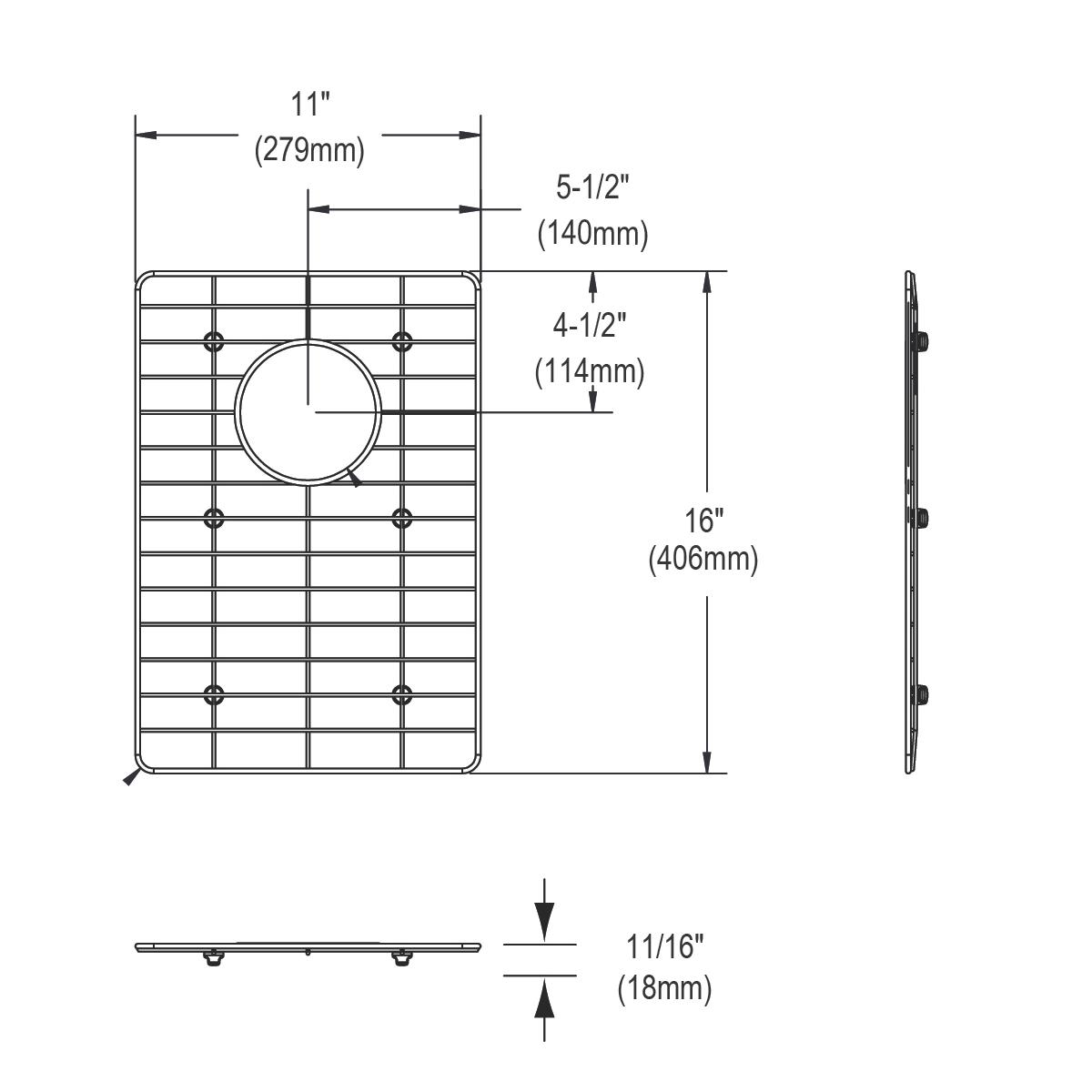 Elkay Stainless Steel 11" x 16" x 11/16" Bottom Grid, GFOBG1217SS