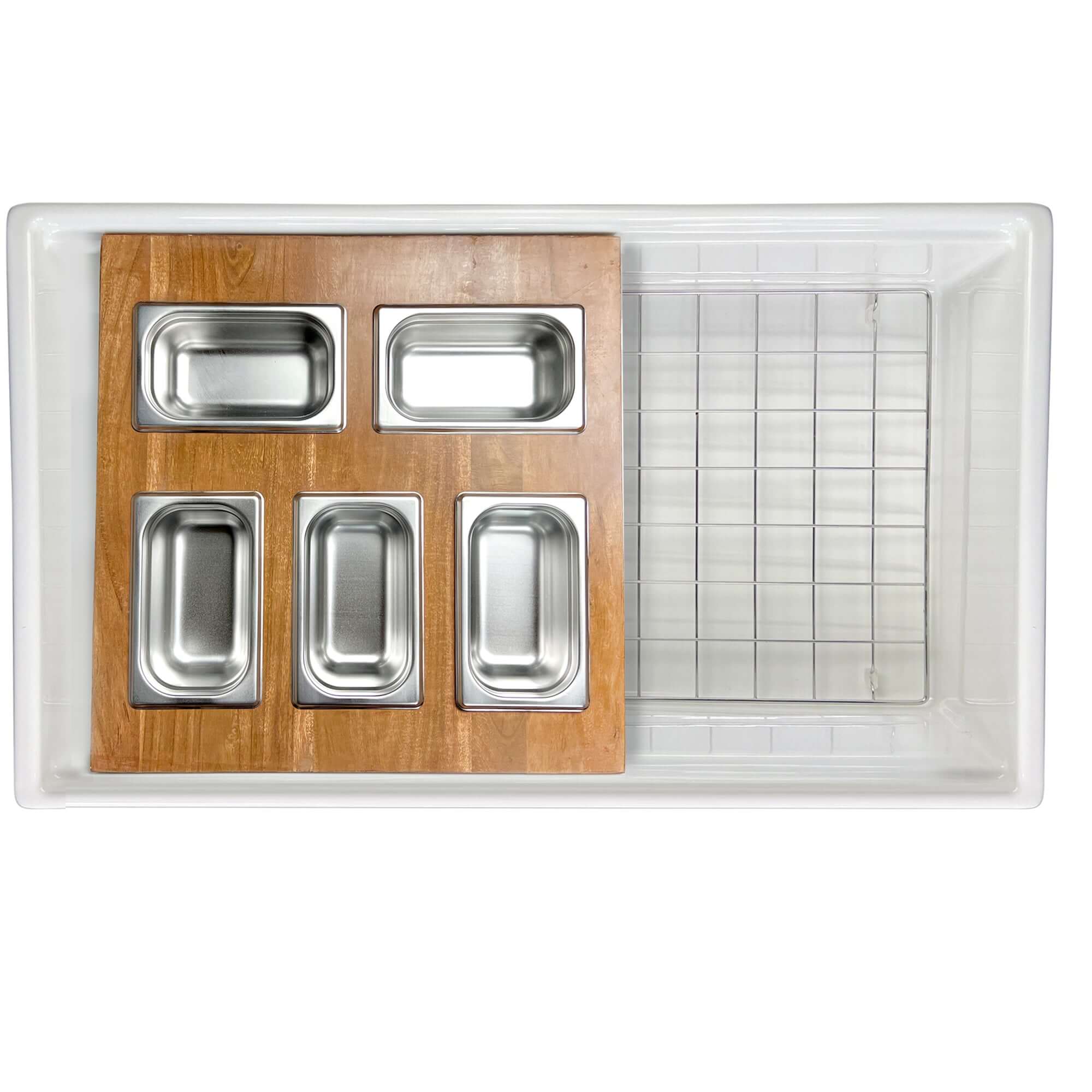 Nantucket Sinks Cape 33" Fireclay Farmhouse Sink with Accessories, White, HZ-TPS33W-ST1