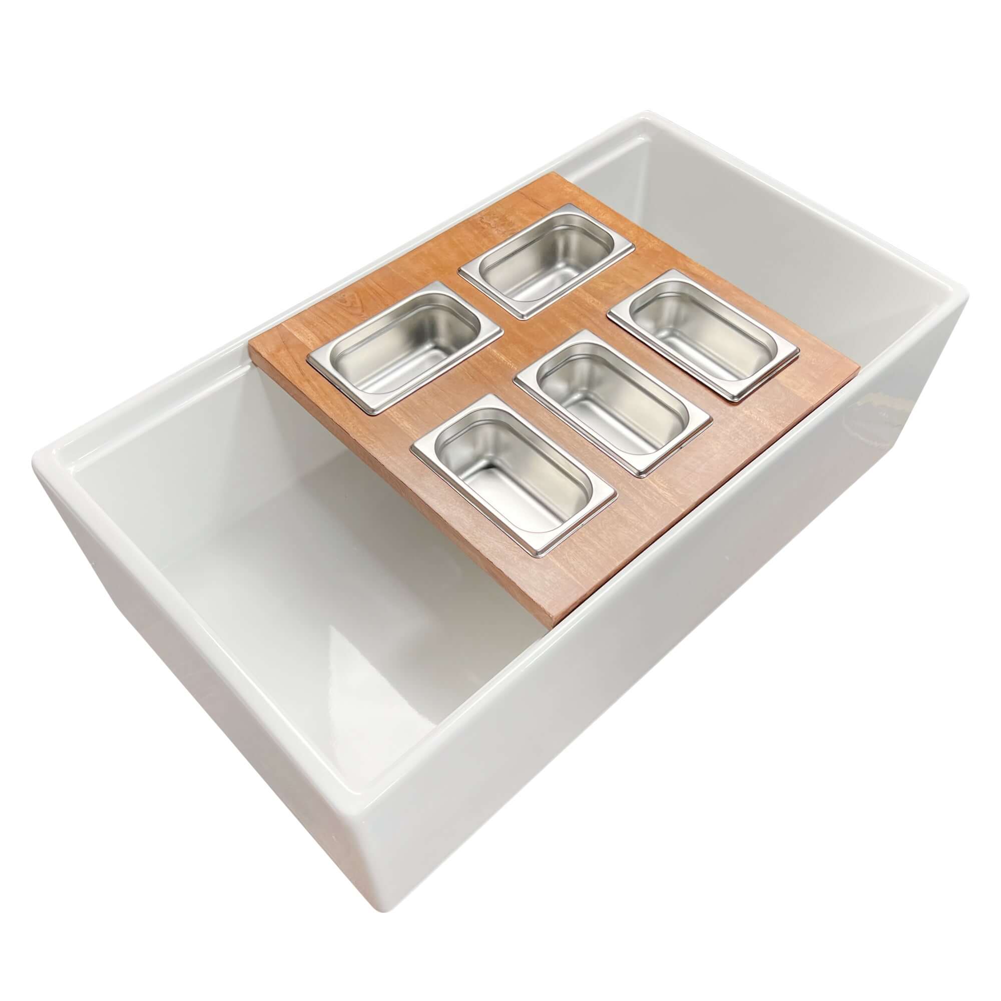 Nantucket Sinks Cape 33" Fireclay Farmhouse Sink with Accessories, White, HZ-TPS33W-ST1