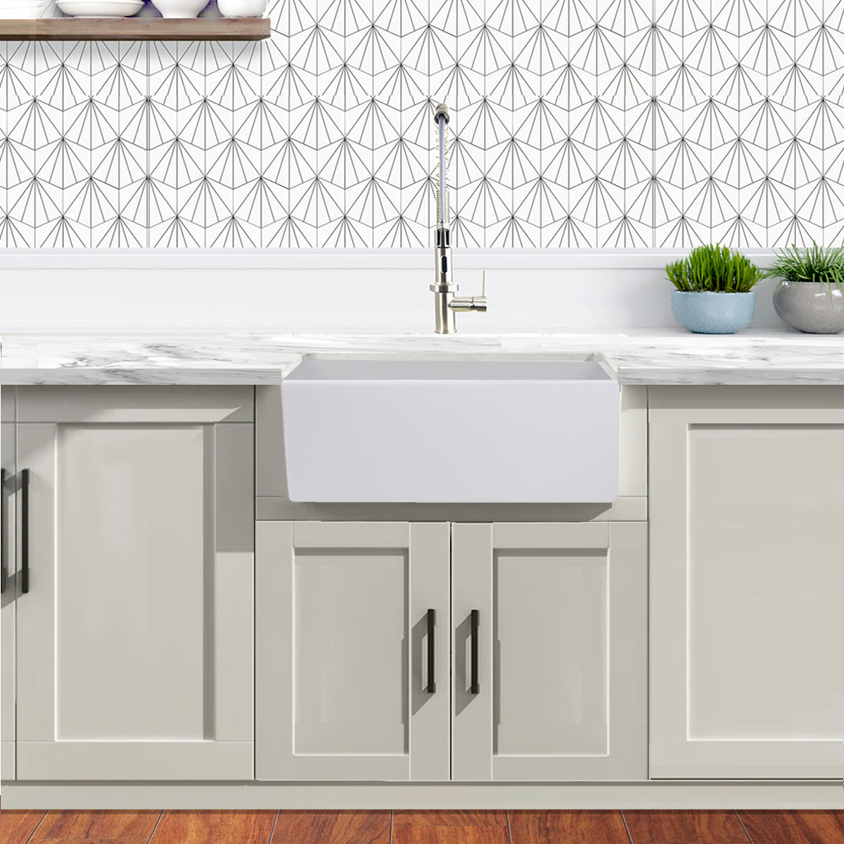 Nantucket Sinks Cape 24" Fireclay Farmhouse Sink, White, Hyannis-24