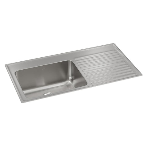 Elkay Lustertone Classic 43" Drop In/Topmount Stainless Steel Kitchen Sink, Lustrous Satin, 18 Gauge, Includes Drainboard, ILGR4322L0