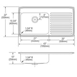 Elkay Lustertone Classic 43" Drop In/Topmount Stainless Steel Kitchen Sink, Lustrous Satin, 18 Gauge, Includes Drainboard, ILGR4322L0