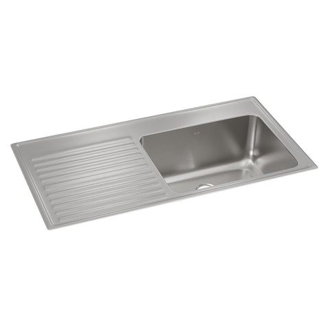 Elkay Lustertone Classic 43" Drop In/Topmount Stainless Steel Kitchen Sink, Lustrous Satin, 18 Gauge, Includes Drainboard, ILGR4322R0