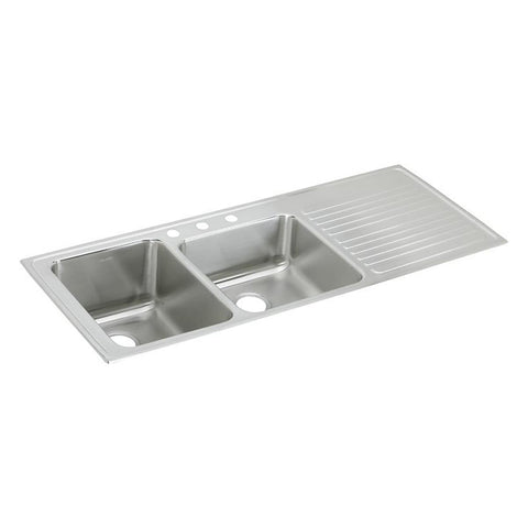 Elkay Lustertone Classic 54" Drop In/Topmount Stainless Steel Kitchen Sink, 60/40 Double Bowl, Lustrous Satin, Includes Drainboard, 1 Faucet Hole, ILGR5422L1