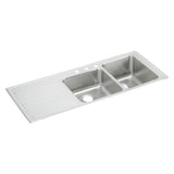 Elkay Lustertone Classic 54" Drop In/Topmount Stainless Steel Kitchen Sink, 40/60 Double Bowl, Lustrous Satin, Includes Drainboard, 1 Faucet Hole, ILGR5422R1