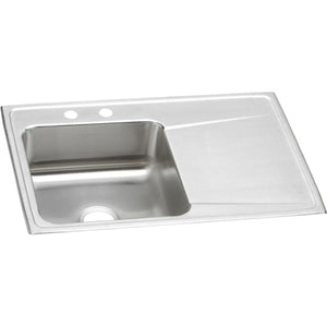 Alternate Image for Elkay Lustertone Classic 33" Drop In/Topmount Stainless Steel Kitchen Sink, Lustrous Satin, Includes Drainboard, 2 Faucet Holes, ILR3322L2
