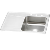 Elkay Lustertone Classic 33" Drop In/Topmount Stainless Steel Kitchen Sink, Lustrous Satin, Includes Drainboard, 2 Faucet Holes, ILR3322R2