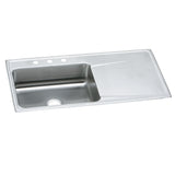 Elkay Lustertone 43" Stainless Steel Kitchen Sink with Drainboard, No Faucet Holes, 18 Gauge, Lustertone Classic, ILR4322L