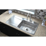 Elkay Lustertone Classic 43" Drop In/Topmount Stainless Steel Kitchen Sink, Lustrous Satin, Includes Drainboard, 2 Faucet Holes, ILR4322R2
