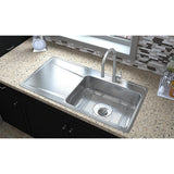 Elkay Lustertone Classic 43" Drop In/Topmount Stainless Steel Kitchen Sink, Lustrous Satin, Includes Drainboard, 3 Faucet Holes, ILR4322R3