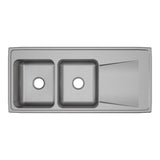 Elkay Lustertone Classic 48" Drop In/Topmount Stainless Steel Kitchen Sink, 50/50 Double Bowl, Lustrous Satin, 18 Gauge, Includes Drainboard, ILR4822L0