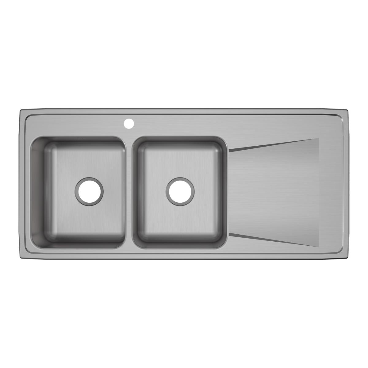 Elkay Lustertone Classic 48" Drop In/Topmount Stainless Steel Kitchen Sink, 50/50 Double Bowl, Lustrous Satin, Includes Drainboard, 1 Faucet Hole, ILR4822L1