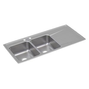 Alternate Image for Elkay Lustertone Classic 48" Drop In/Topmount Stainless Steel Kitchen Sink, 50/50 Double Bowl, Lustrous Satin, Includes Drainboard, 2 Faucet Holes, ILR4822L2