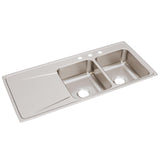 Elkay Lustertone Classic 48" Drop In/Topmount Stainless Steel Kitchen Sink, 50/50 Double Bowl, Lustrous Satin, Includes Drainboard, 3 Faucet Holes, ILR4822R3