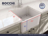 BOCCHI Classico 20" Fireclay Farmhouse Apron Single Bowl Kitchen Sink, White, 1136-001-0120