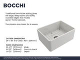 BOCCHI Classico 24" Fireclay Farmhouse Sink Kit with Faucet and Accessories, White (sink) / Chrome (faucet), 1137-001-2024CH