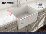 BOCCHI Classico 24" Fireclay Farmhouse Sink Kit with Faucet and Accessories, White (sink) / Chrome (faucet), 1137-001-2024CH