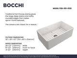 BOCCHI Classico 30" Fireclay Farmhouse Sink Kit with Faucet and Accessories, White (sink) / Stainless Steel (faucet), 1138-001-2020SS