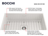 BOCCHI Contempo 33" Fireclay Farmhouse Kitchen Sink, White, 1352-001-0120