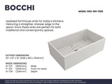 BOCCHI Contempo 33" Fireclay Farmhouse Sink Kit with Faucet and Accessories, White (sink) / Stainless Steel (faucet), 1352-001-2020SS