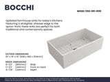 BOCCHI Contempo 33" Fireclay Farmhouse Sink Kit with Faucet and Accessories, White (sink) / Chrome (faucet), 1352-001-2020CH