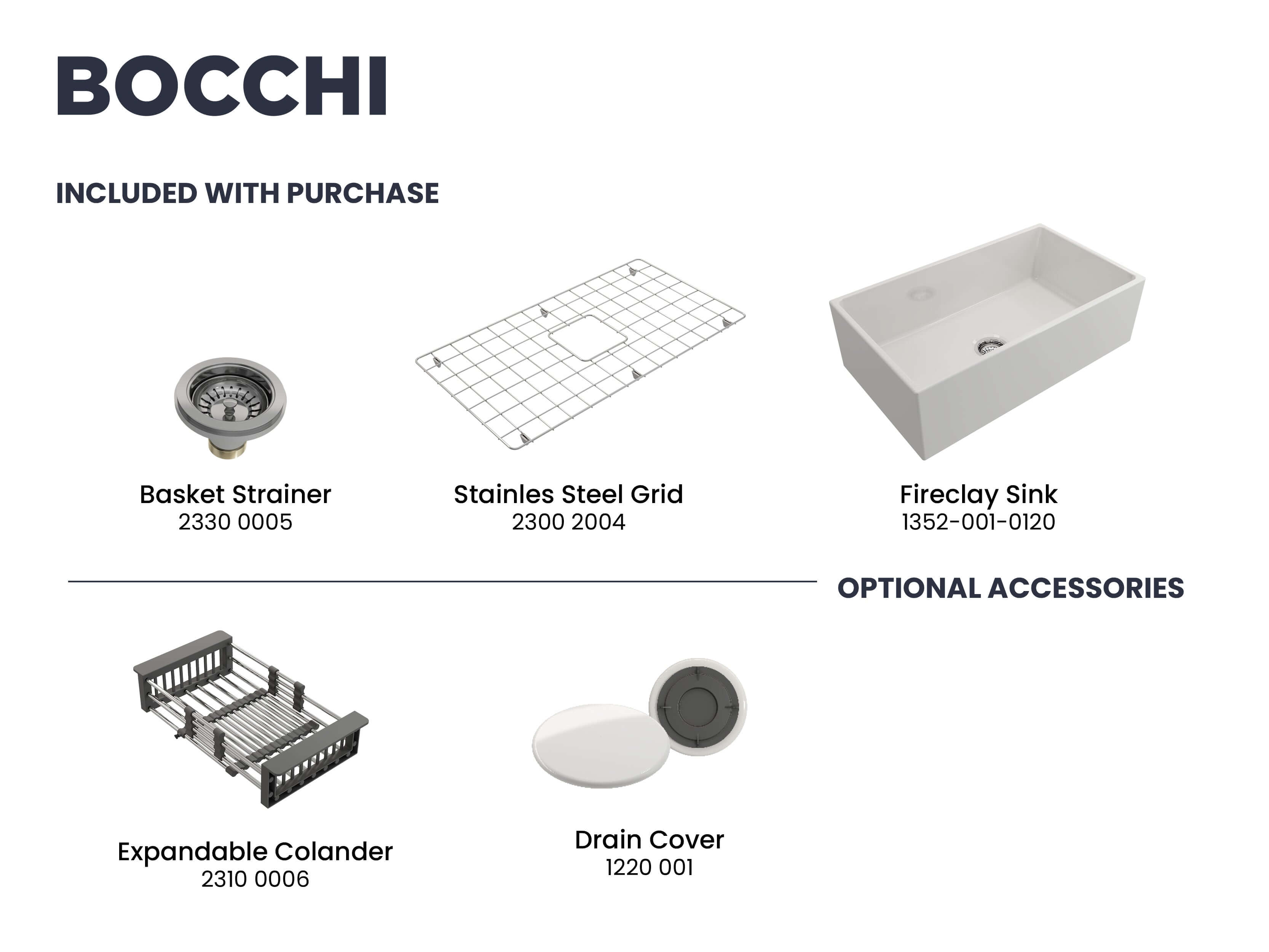 BOCCHI Contempo 33" Fireclay Farmhouse Kitchen Sink, White, 1352-001-0120