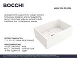 BOCCHI Contempo 27" Fireclay Farmhouse Apron Single Bowl Kitchen Sink, White, 1356-001-0120