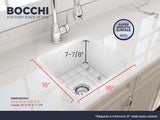 BOCCHI Sotto 18" Fireclay Undermount Single Bowl Bar Sink with Protective Bottom Grid and Strainer, White, 1359-001-0120