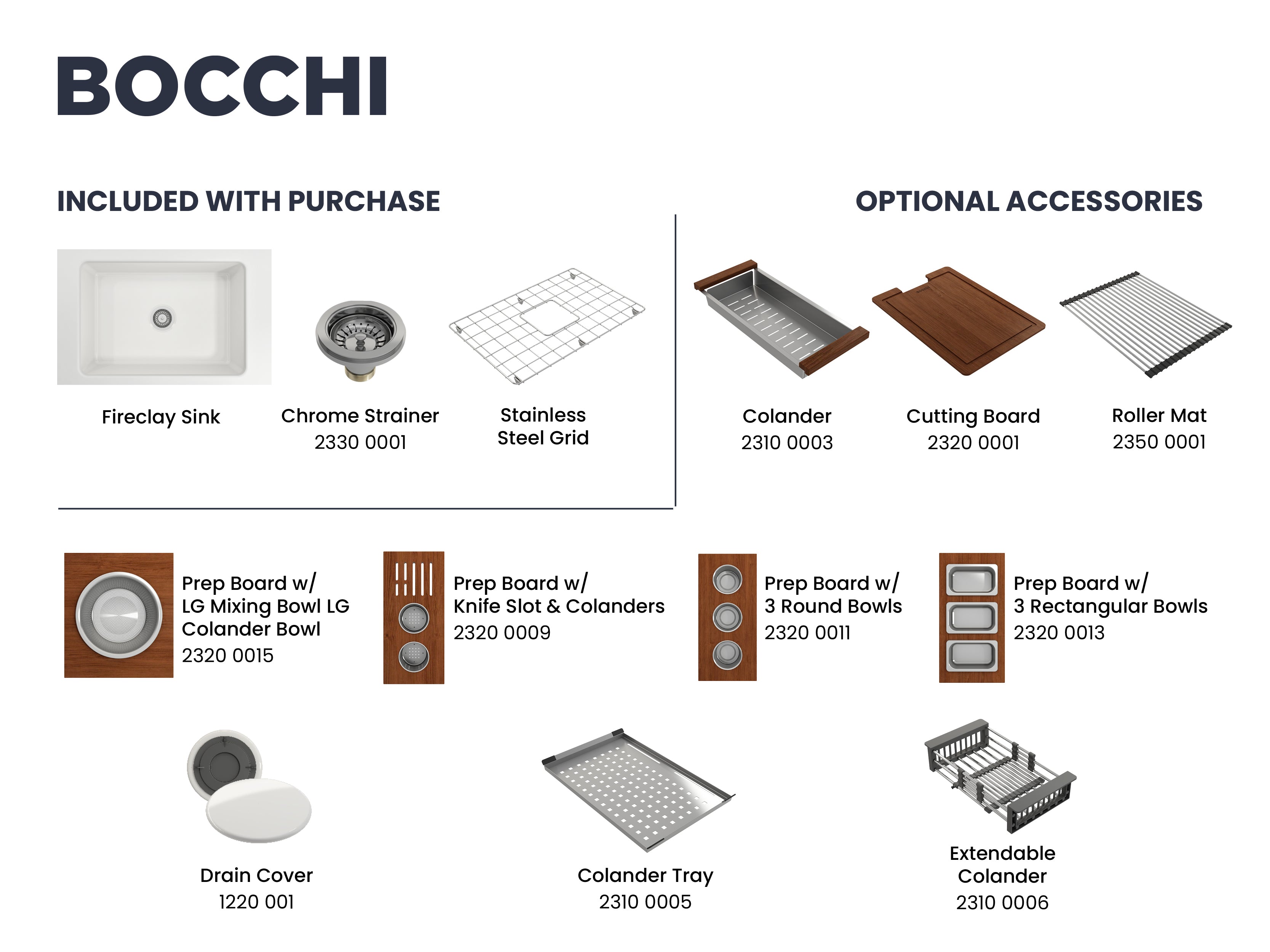 BOCCHI Sotto 27" Fireclay Dual Mount Single Bowl Kitchen Sink Kit with Accessories, White, 1360-001-KIT1