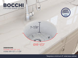 BOCCHI Sotto 18.5" Round Fireclay Undermount Single Bowl Bar Sink with Protective Bottom Grid and Strainer, White, 1361-001-0120