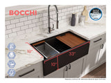 BOCCHI Contempo 33" Fireclay Workstation Farmhouse Sink Kit with Faucet and Accessories, Matte Black (sink) / Matte Black (faucet), 1504-004-2020MB