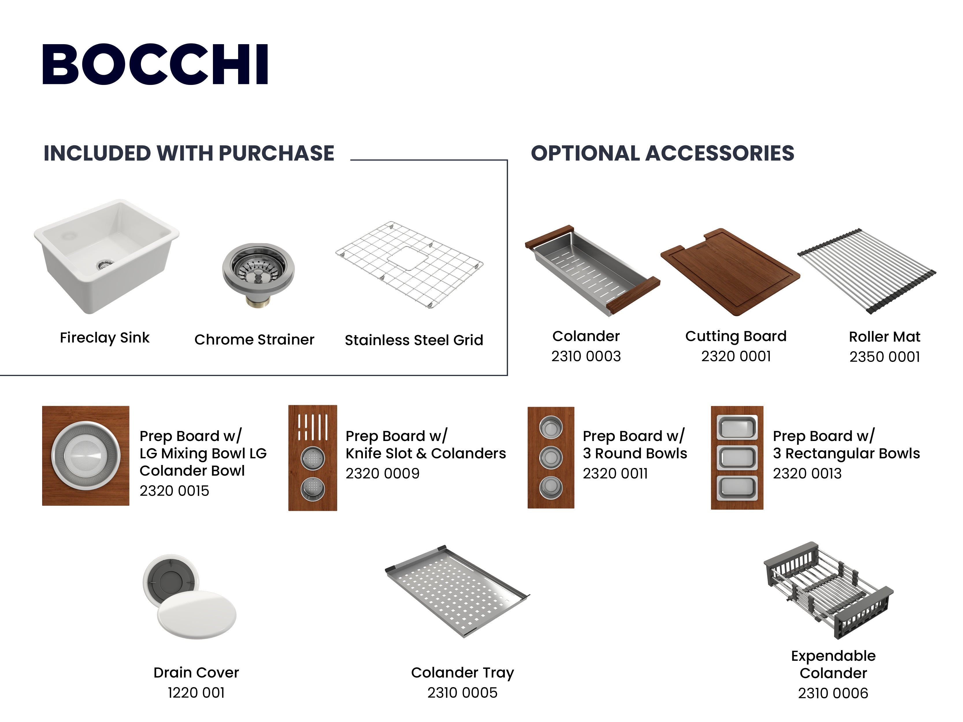 BOCCHI Sotto 24" Dual Mount Fireclay Kitchen Sink Kit with Accessories, White, 1627-001-0120