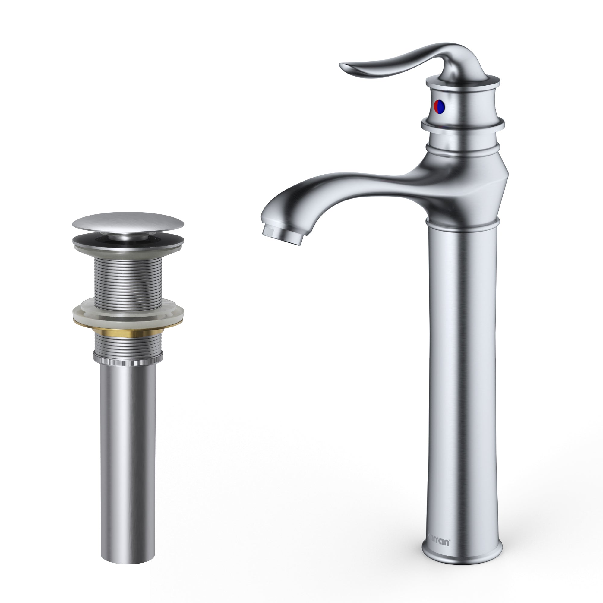 Karran Dartford 1.2 GPM Single Lever Handle Lead-free Brass ADA Bathroom Faucet, Vessel, Stainless Steel, KBF432SS