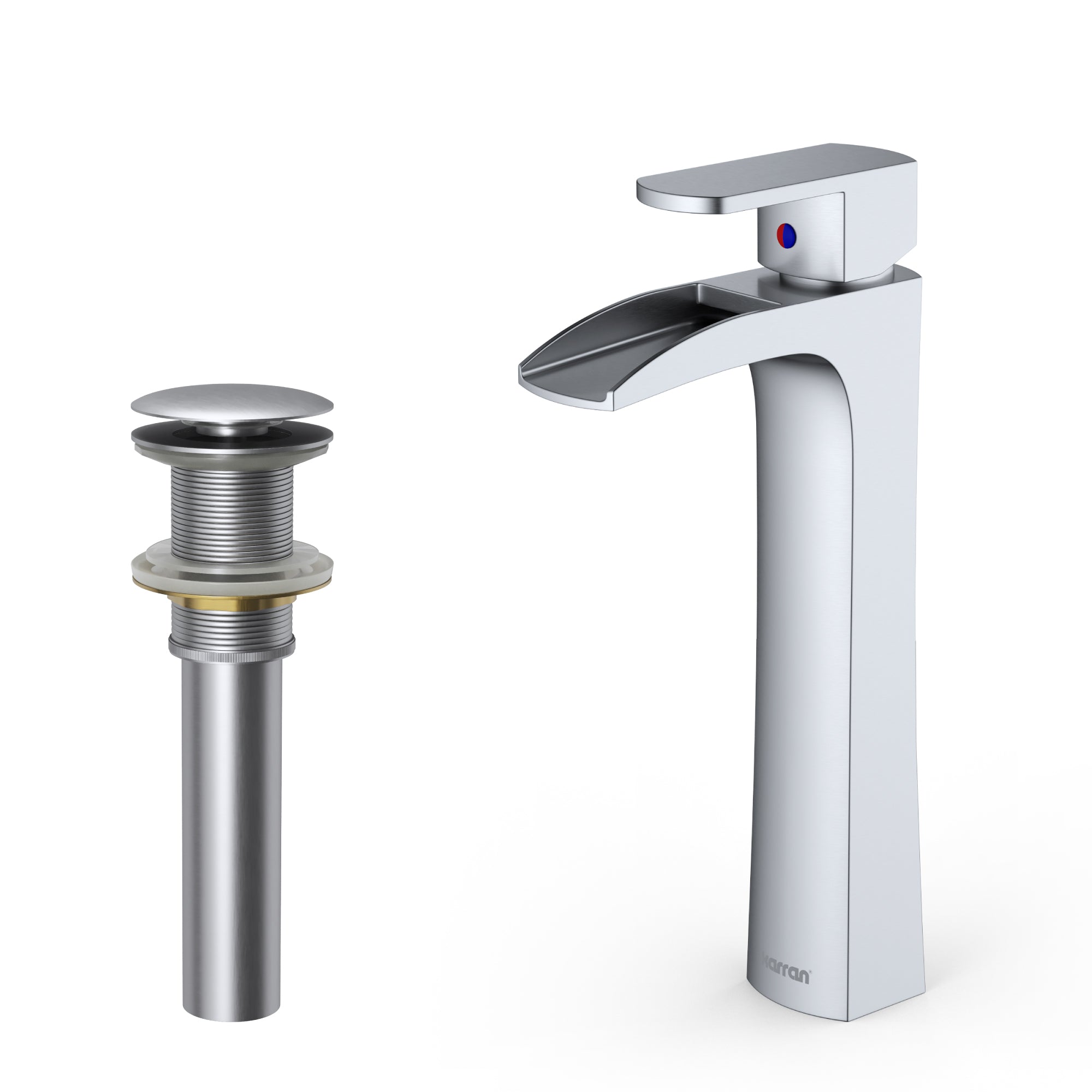 Karran Kassel 1.2 GPM Single Lever Handle Lead-free Brass ADA Bathroom Faucet, Vessel, Stainless Steel, KBF442SS