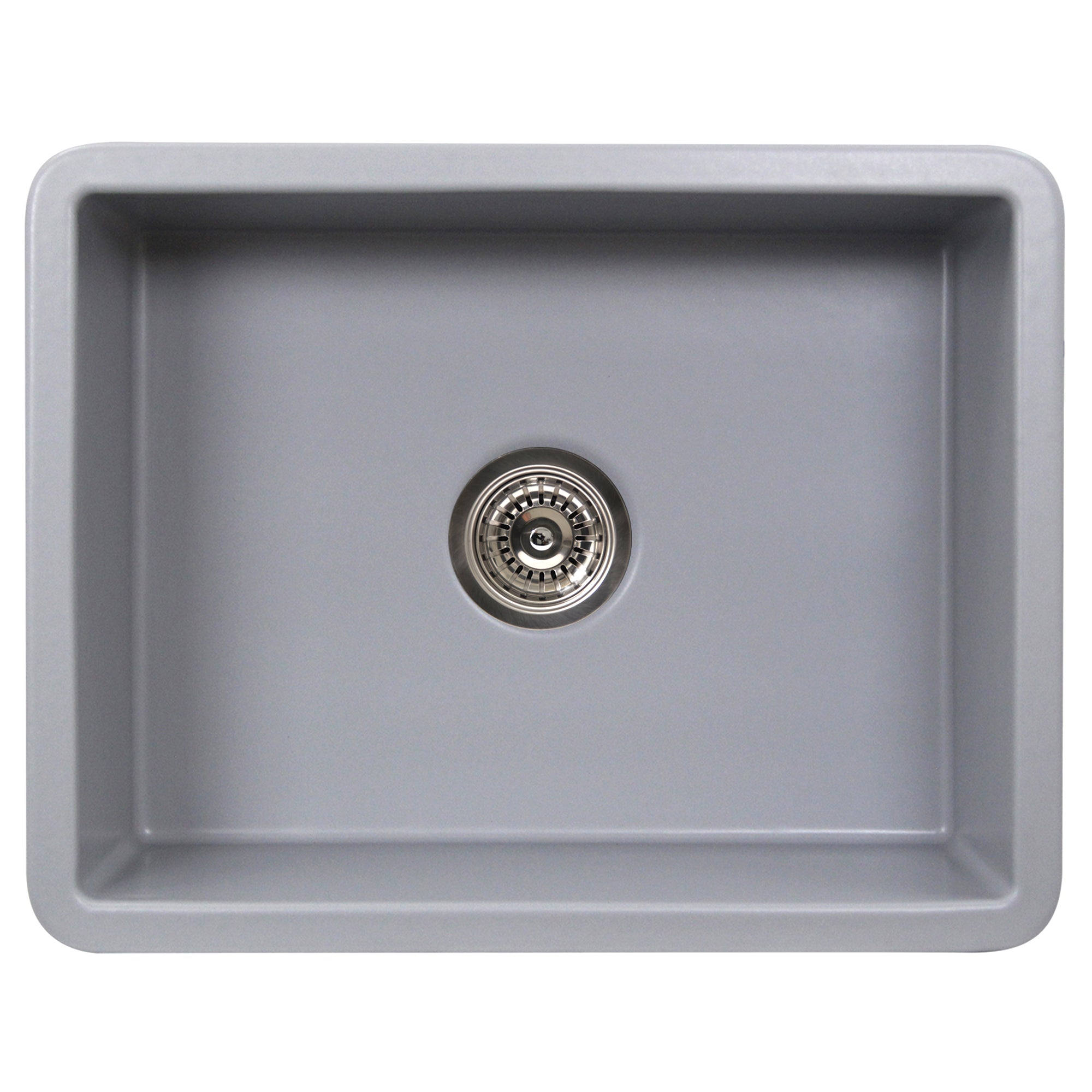 Nantucket Sinks Island 24" Dual Mount Fireclay Kitchen Sink with Accessories, Matte Grey, ISFC24GR-SB1