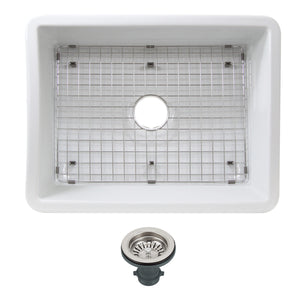 Alternate Image for Nantucket Sinks Island 24" Dual Mount Fireclay Kitchen Sink with Accessories, White, ISFC24W-SB1