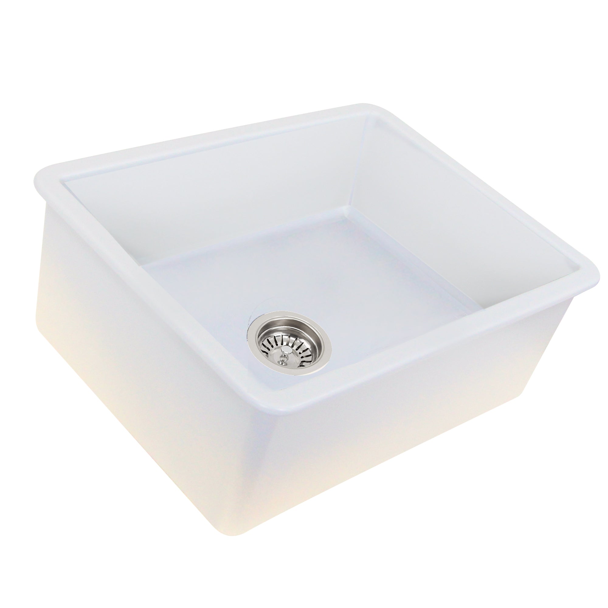 Nantucket Sinks Island 24" Dual Mount Fireclay Kitchen Sink with Accessories, White, ISFC24W-SB1