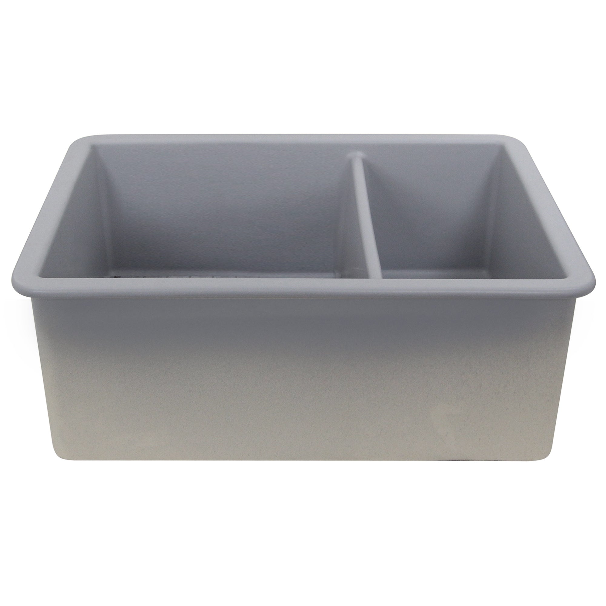 Nantucket Sinks Island 24" Dual Mount Fireclay Kitchen Sink with Accessories, 67/33 Double Bowl, Matte Grey, ISFC24x18GR-DB2