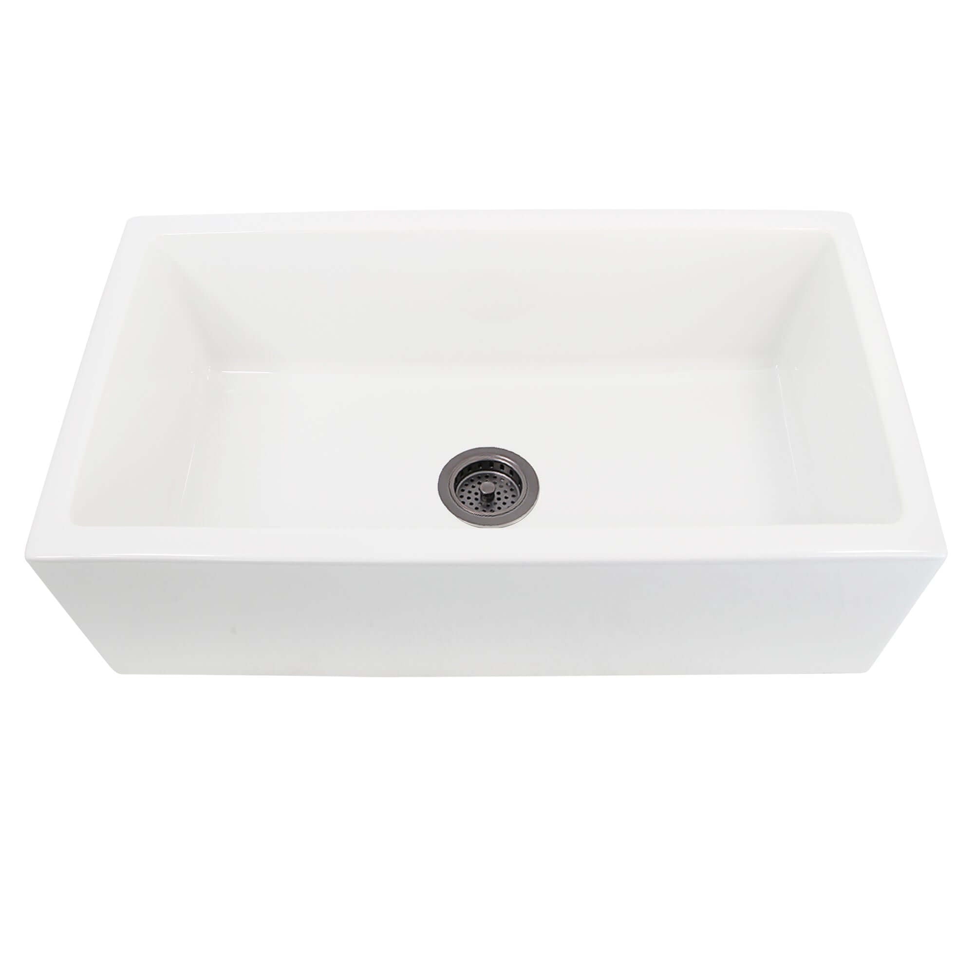 Nantucket Sinks Island 33" Fireclay Farmhouse Sink, White, ISFCW33x18SO
