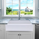 Nantucket Sinks Island 36" Fireclay Farmhouse Sink with Accessories, White, ISFCW36x18SO