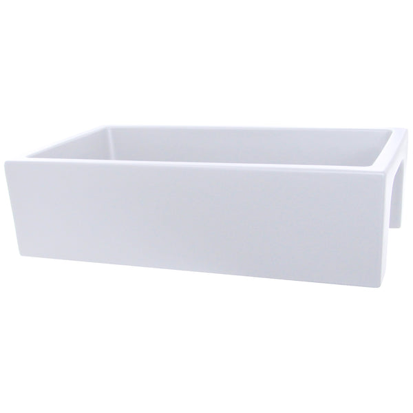 Nantucket Sinks Island 36" Fireclay Farmhouse Sink with Accessories, White, ISFCW36x18SO