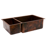 Main Image of Premier Copper Products 33" Copper Kitchen Sink, 25/75 Double Bowl, Oil Rubbed Bronze, K25DB33199